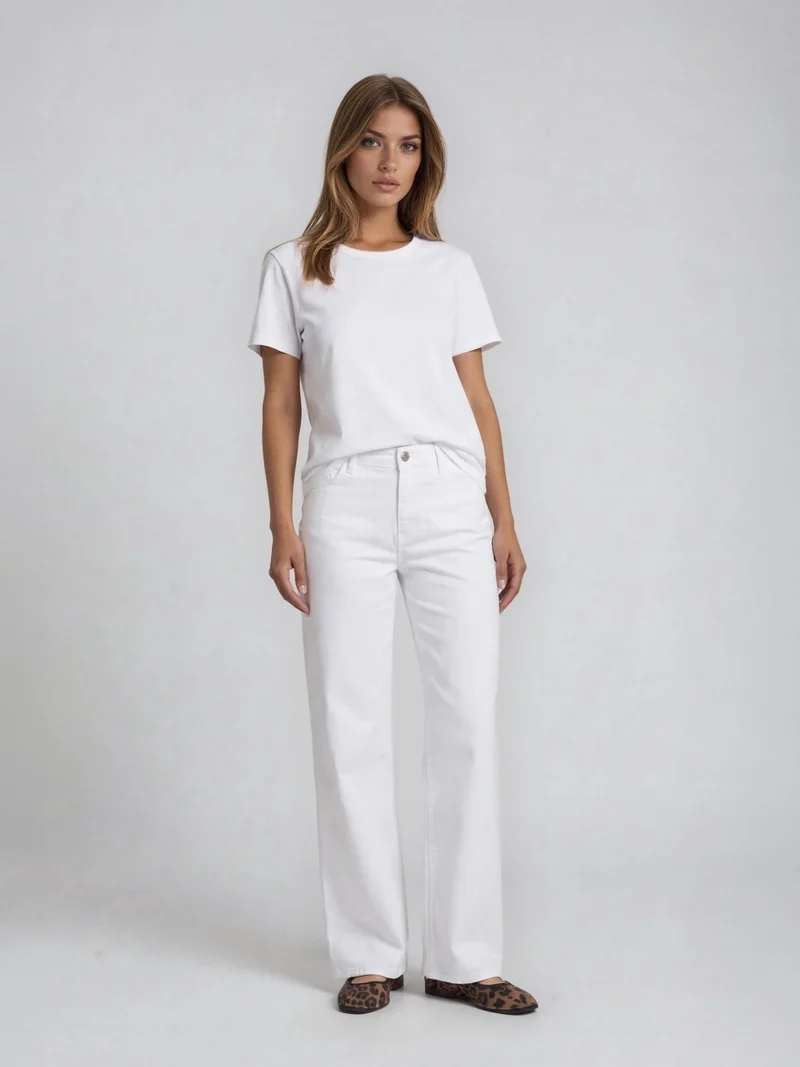 MAC - MAC JEANS - CHINO WIDE, High Waist, Super light denim, White Denim