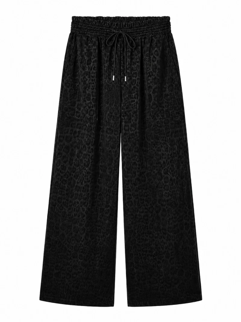 Only M - Palazzo mit Gummizug, High Waist, Animal Print Allover, Black