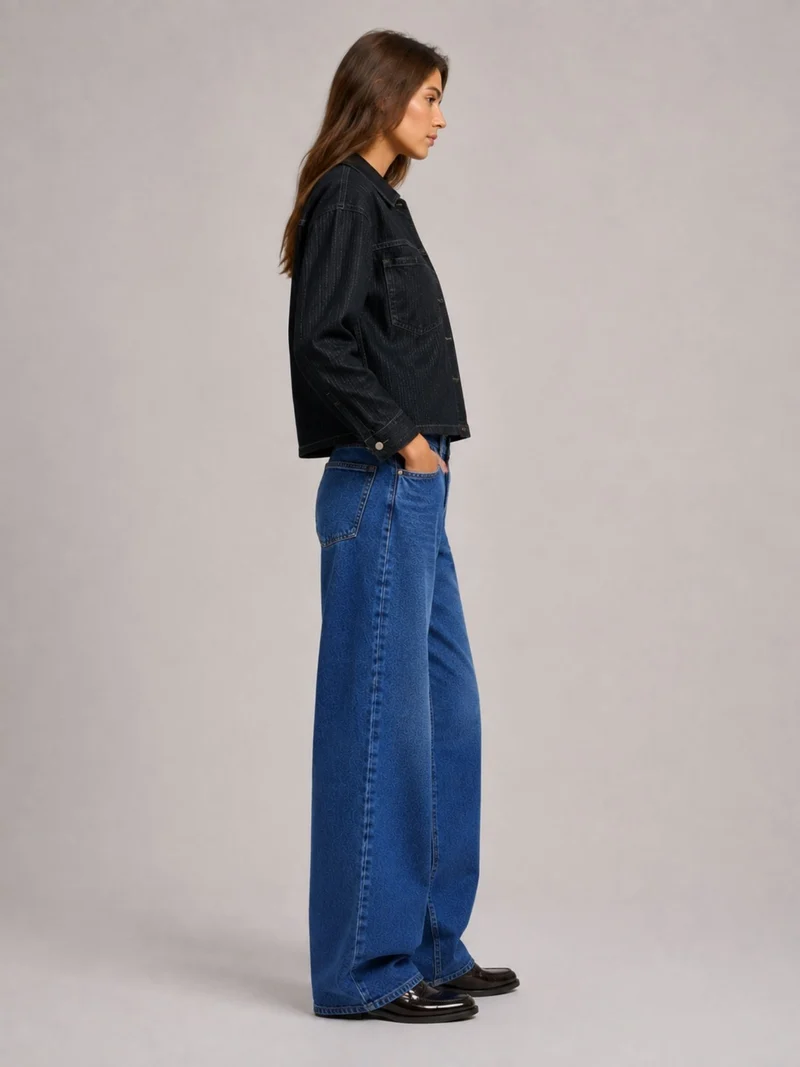 MAVI - Leila, Mid Waist, Baggy Barrel Jeans, Dark Vintage 90`s
