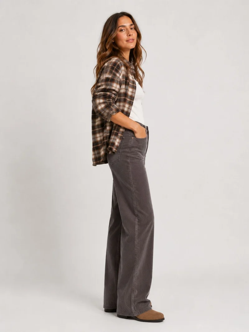 Mavi Jeans - Malibu Wide Leg Cordhose – Volcanic Glass - High Waist Babycord in Hellgrau