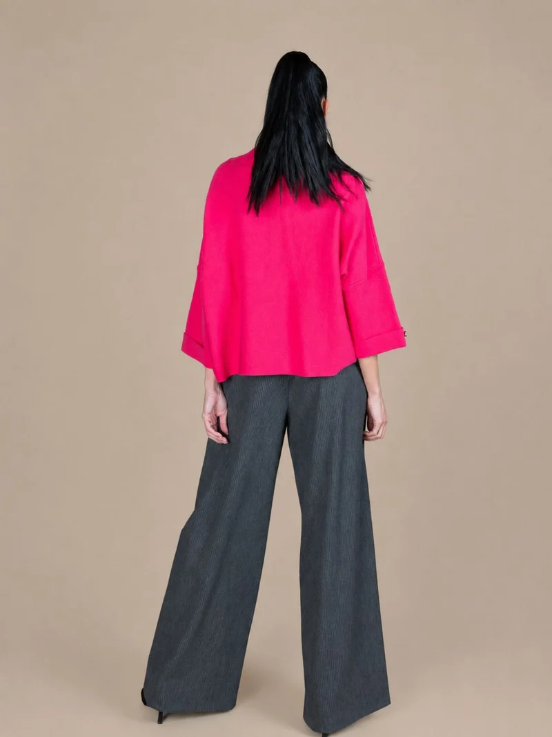 Only M - Wide Leg, Businesshose im Dandy-Style, Grey with Stripes