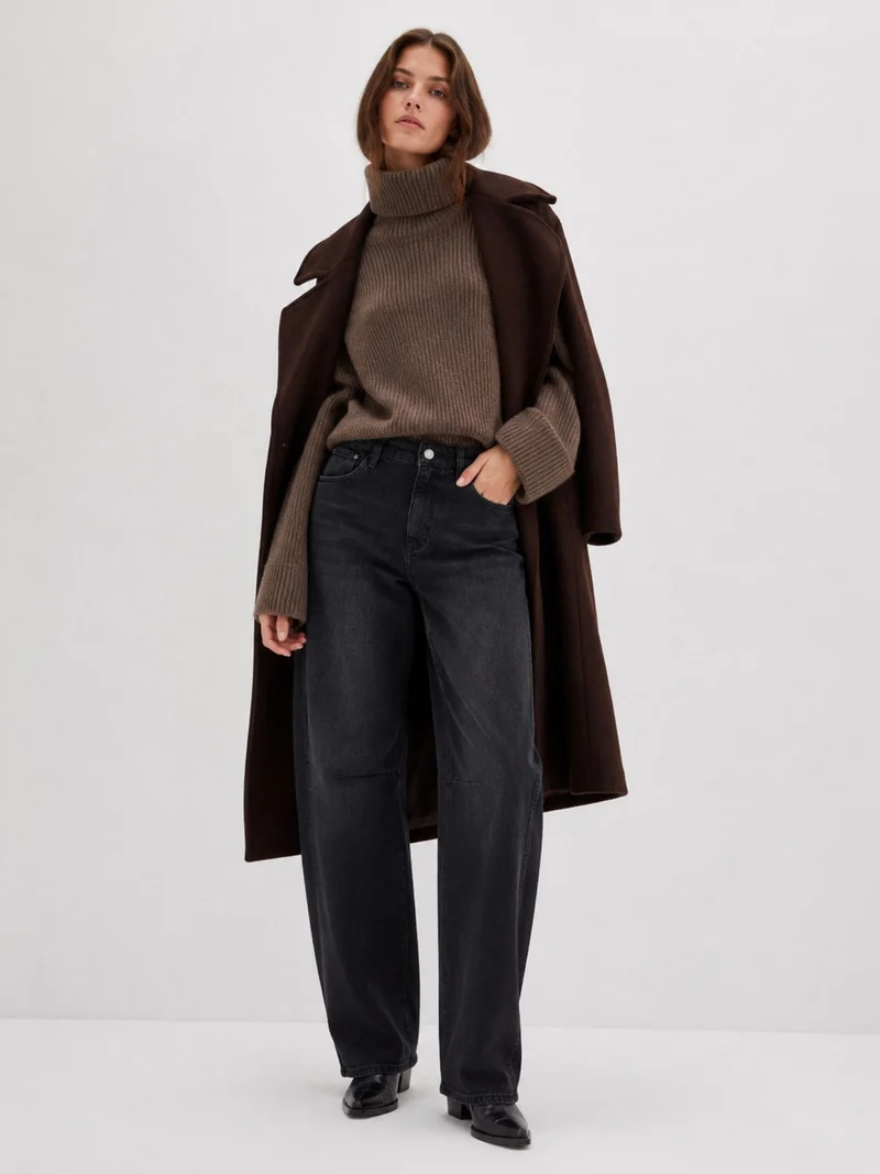 MAVI - Leila with Cuts, High Waist, Baggy Barrel Jeans, Dark Smoke 90´s