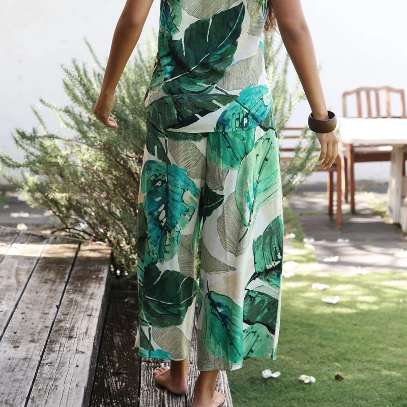 Pantalon large court - Palo Santo