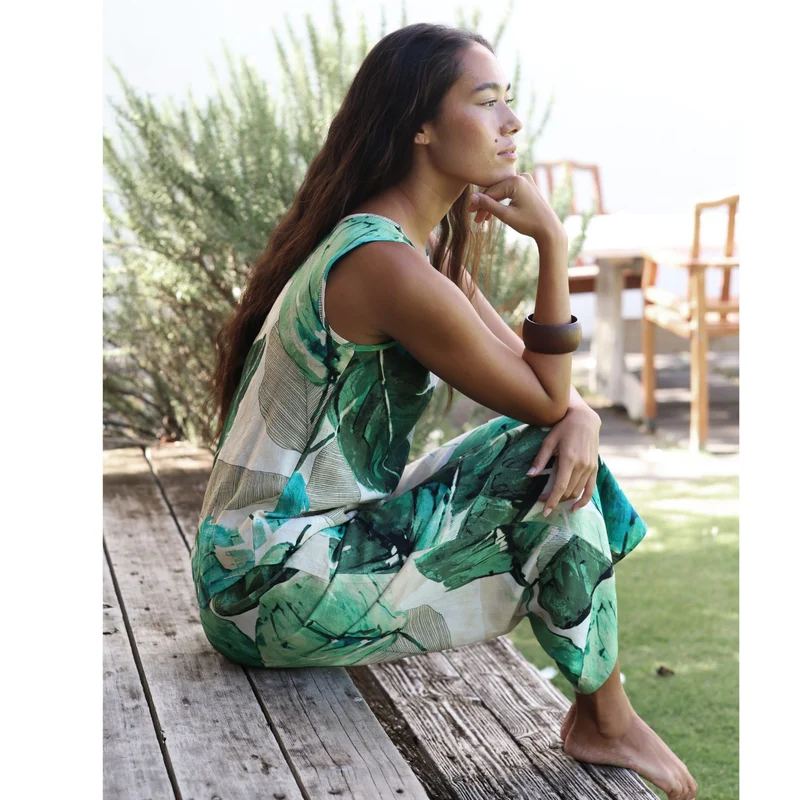 Pantalon large court - Palo Santo