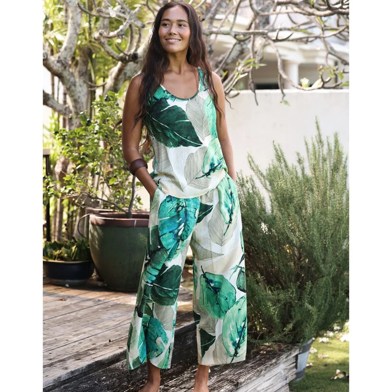 Pantalon large court - Palo Santo