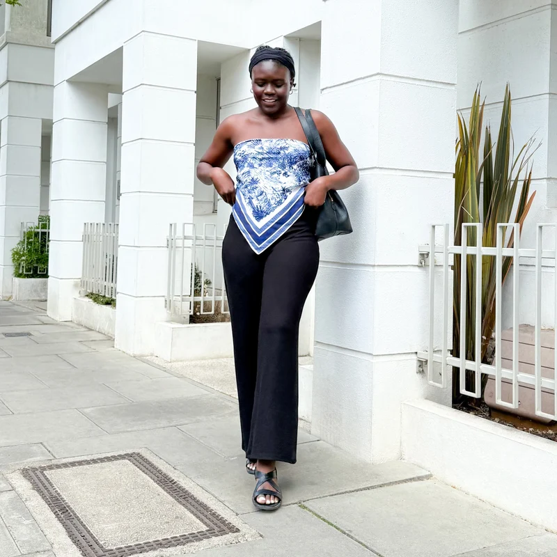 Wide Leg Jersey Trousers - Black