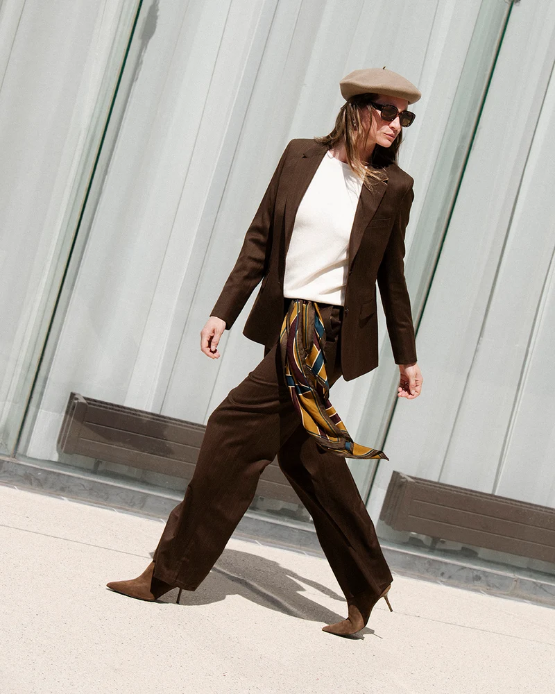 Pantalon large Chicago - Marron rayé