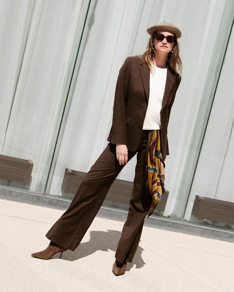 Pantalon large Chicago - Marron rayé