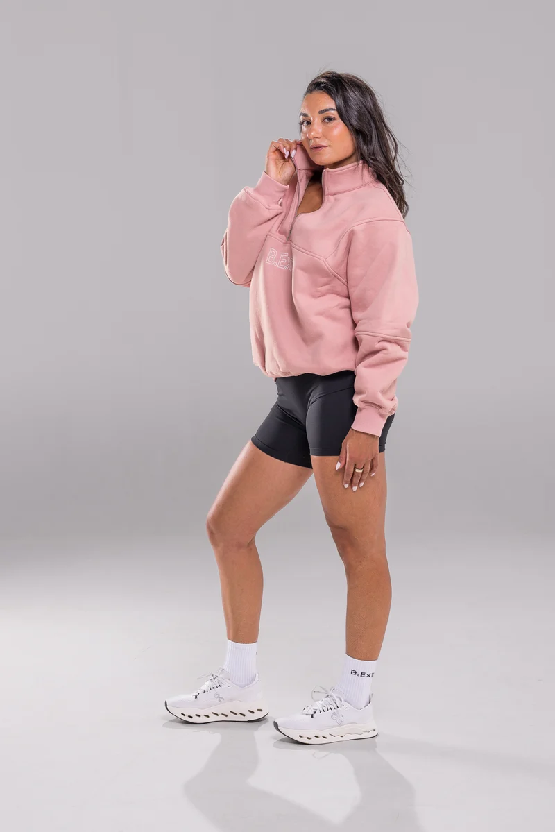Quarter Zip Sweater - Soft Pink