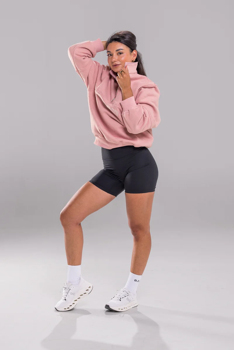 Quarter Zip Sweater - Soft Pink