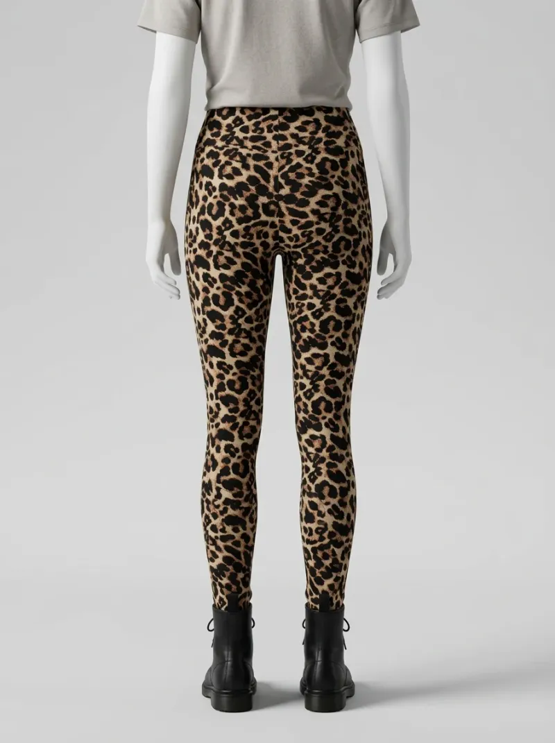 Legging leopard coton dentelle ajouré quotidien femme