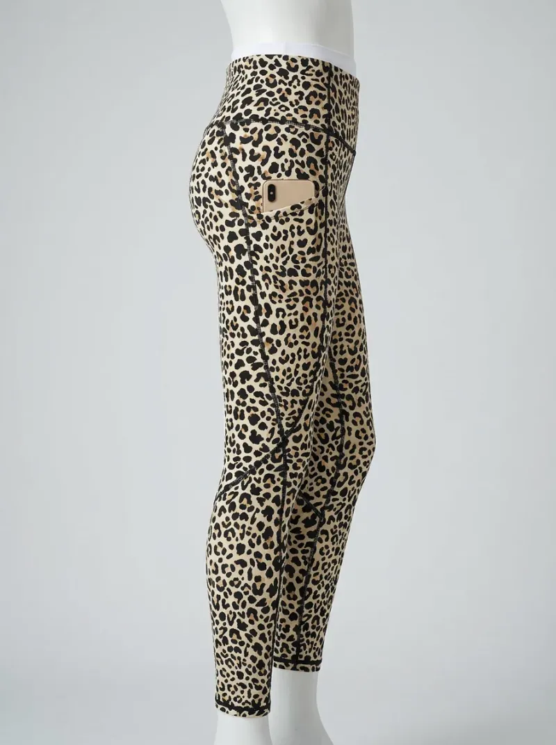 Legging leopard coton extensible fitness femme taille haute pratique
