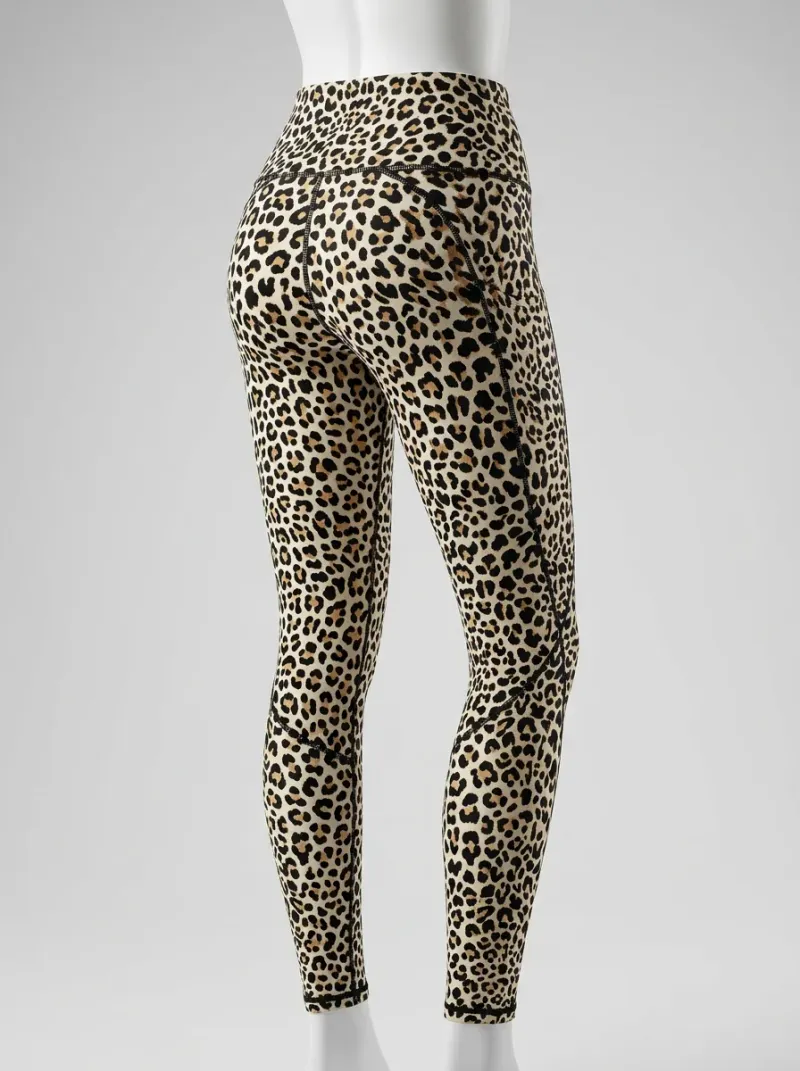 Legging leopard coton extensible fitness femme taille haute pratique