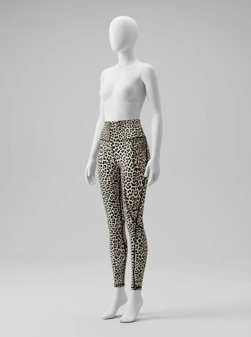 Legging leopard coton extensible fitness femme taille haute pratique
