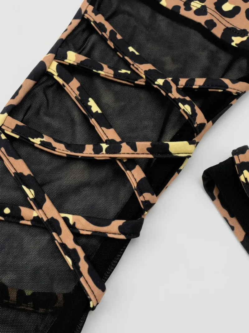 Legging leopard textile respirant ajouré chevilles yoga