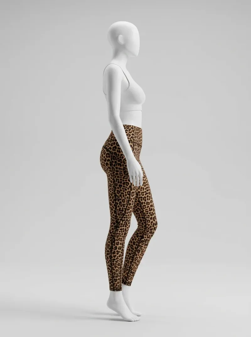 Legging leopard coton sport femme taille haute poche intégrée