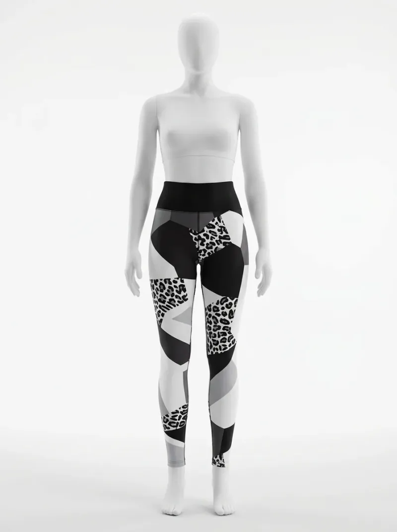 Legging leopard coton élasthanne graphique taille haute femme