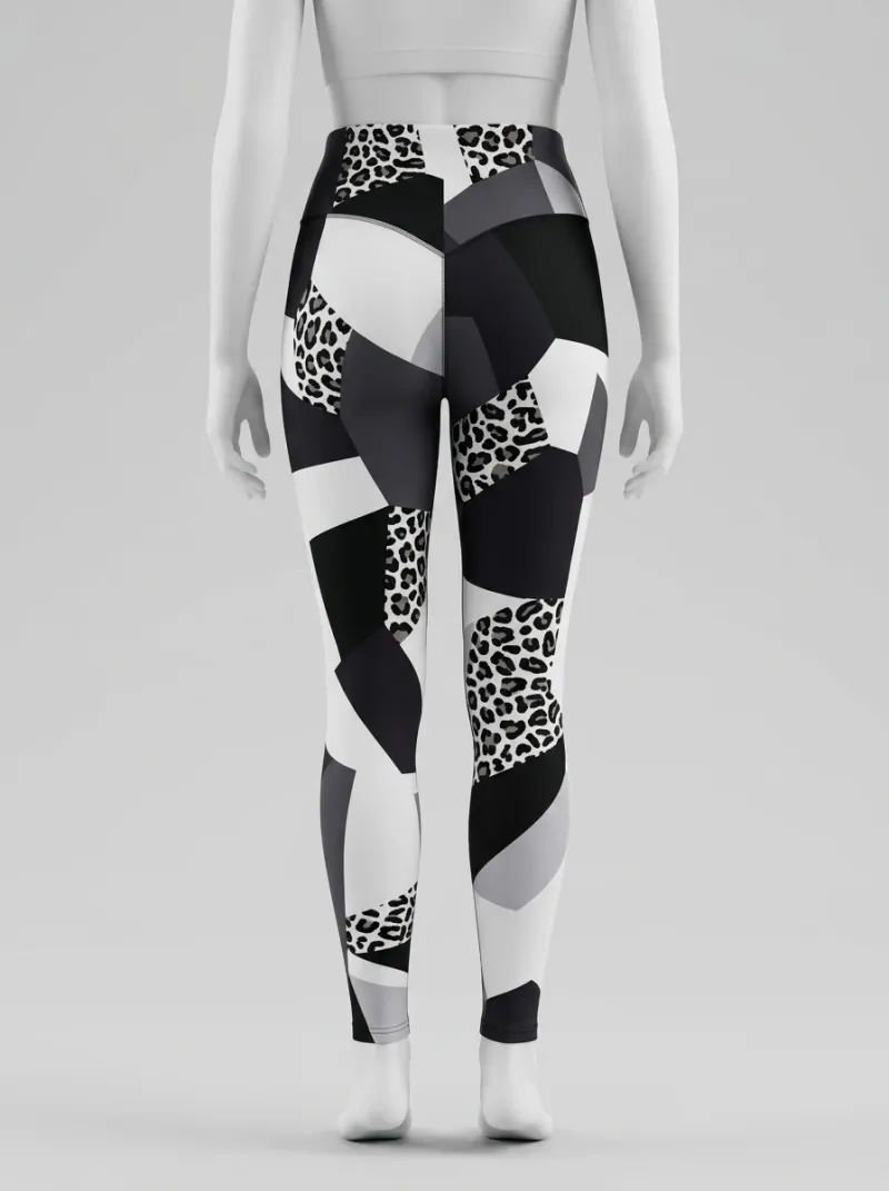 Legging leopard coton élasthanne graphique taille haute femme