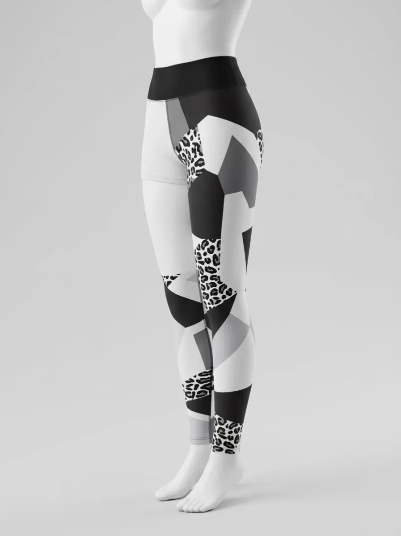 Legging leopard coton élasthanne graphique taille haute femme