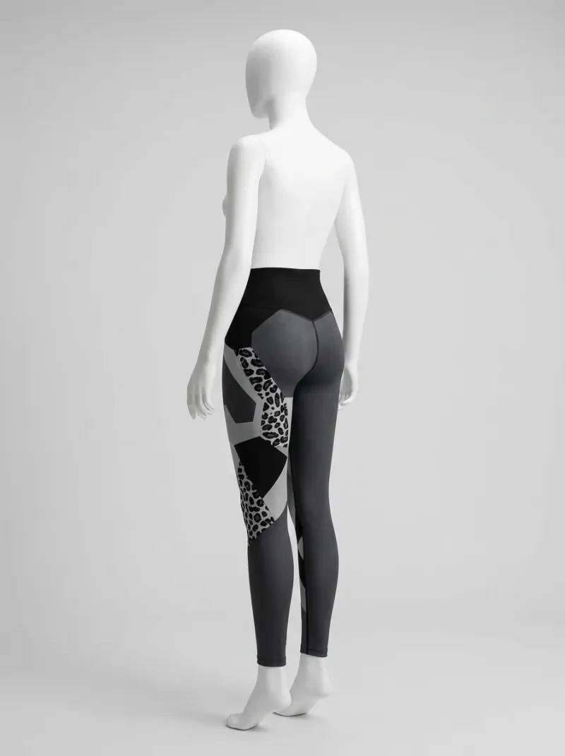 Legging leopard coton élasthanne graphique taille haute femme