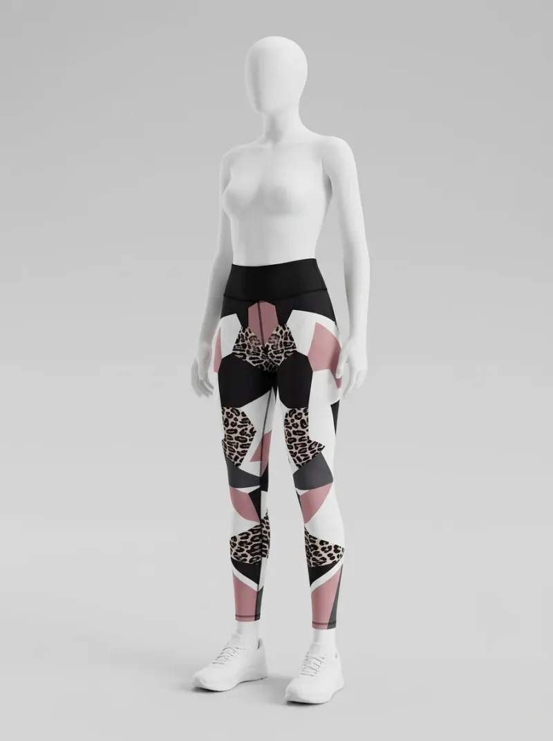 Legging leopard coton élasthanne graphique taille haute femme