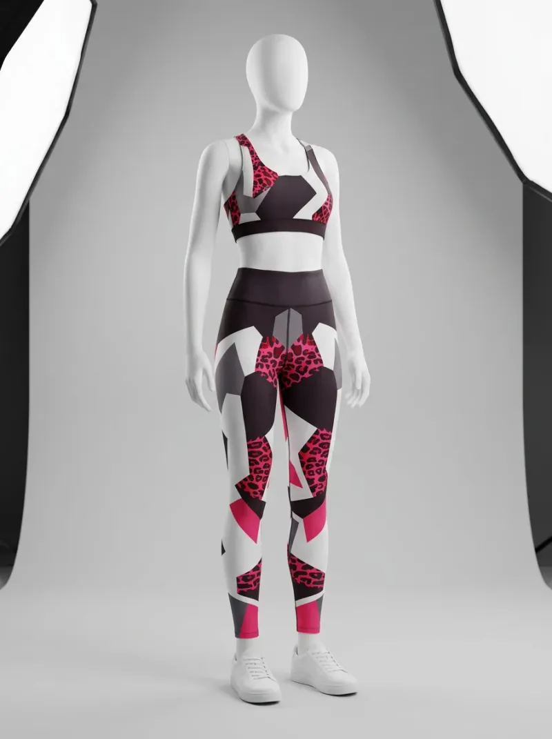 Legging leopard coton élasthanne graphique taille haute femme