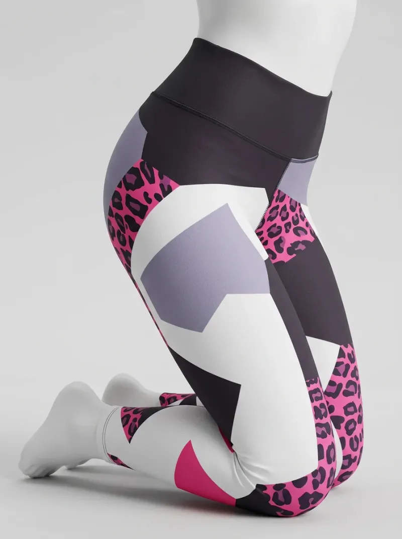 Legging leopard coton élasthanne graphique taille haute femme