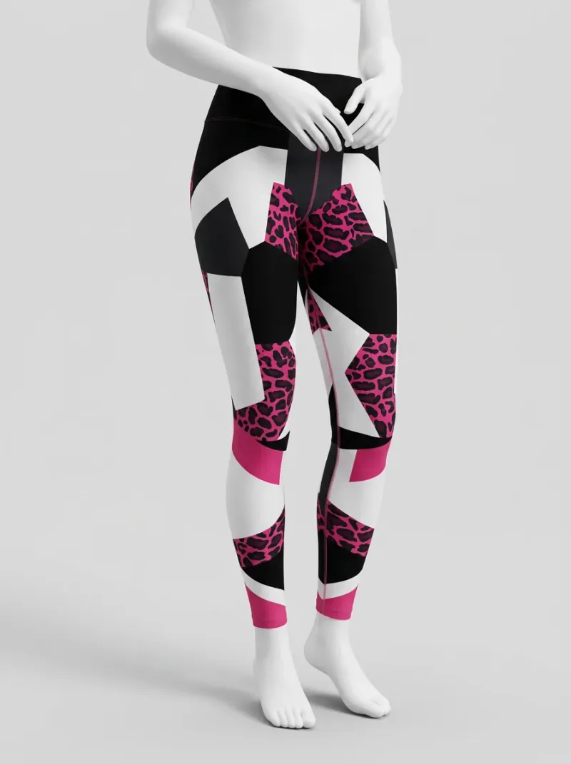 Legging leopard coton élasthanne graphique taille haute femme