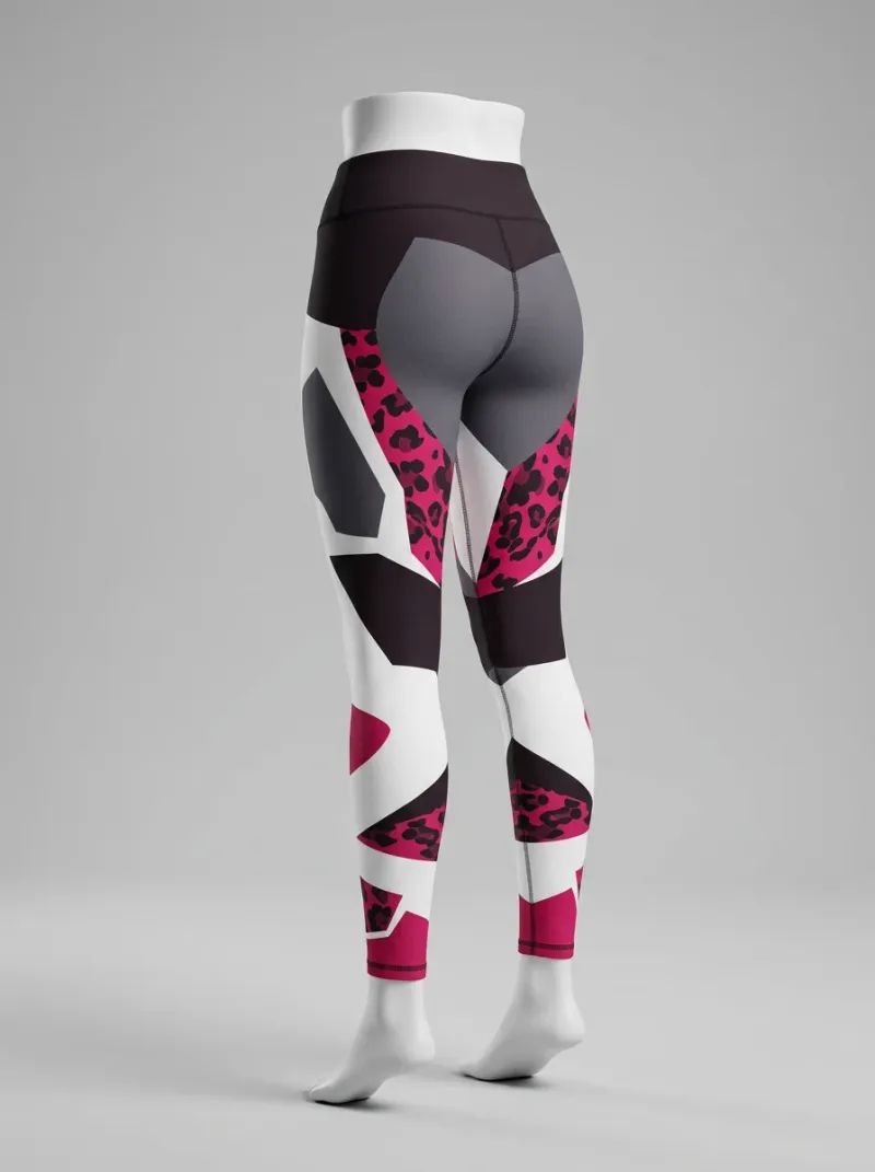Legging leopard coton élasthanne graphique taille haute femme