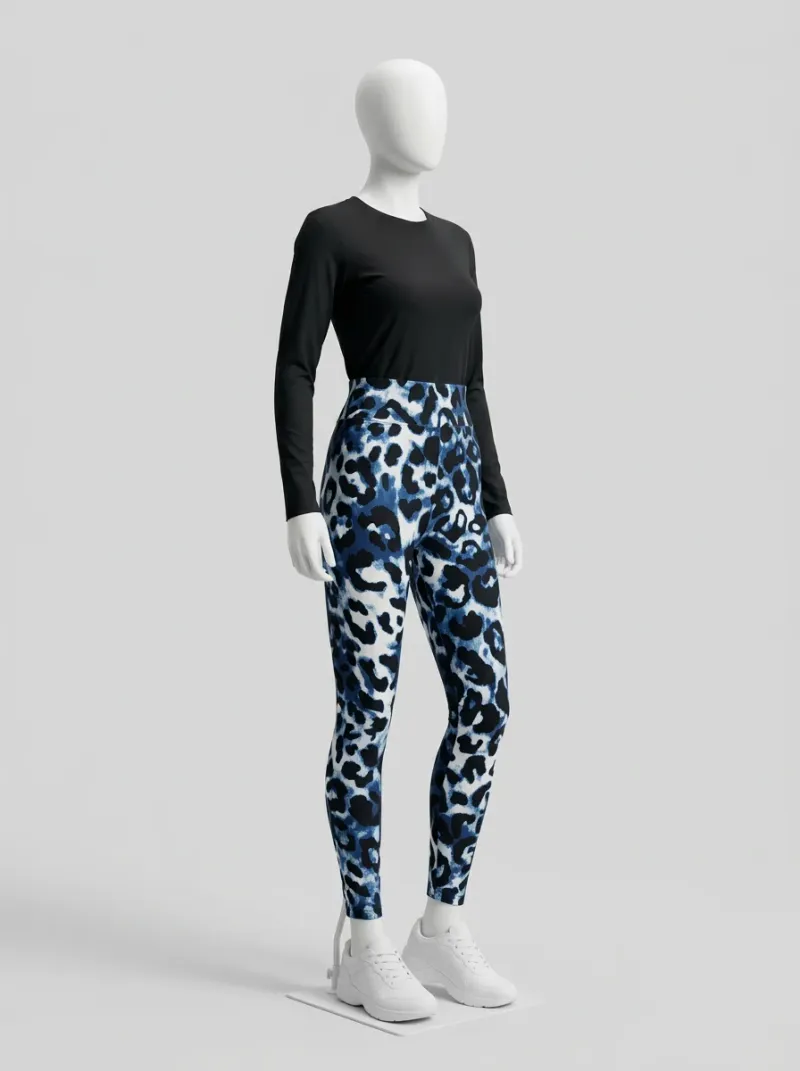 Legging leopard coton running taille haute opaque femme
