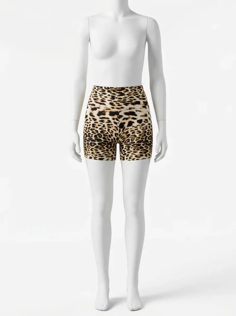 Legging leopard polyester short taille haute sport femme