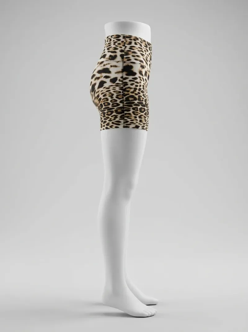 Legging leopard polyester short taille haute sport femme