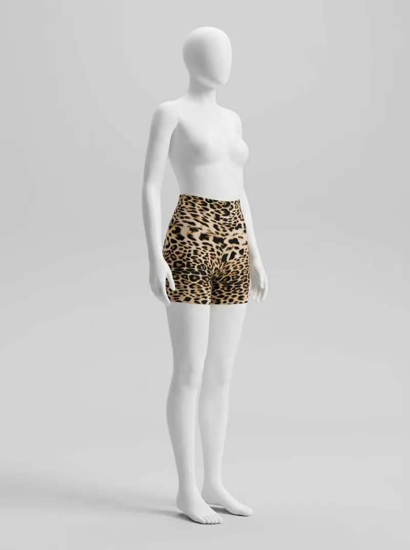 Legging leopard polyester short taille haute sport femme