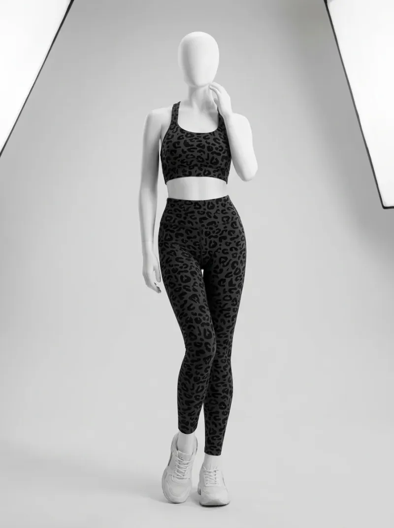 Legging leopard coton élasthanne sport opaque femme