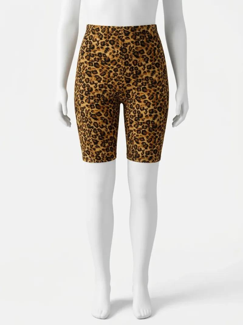 Legging leopard cycliste coton sport femme taille haute