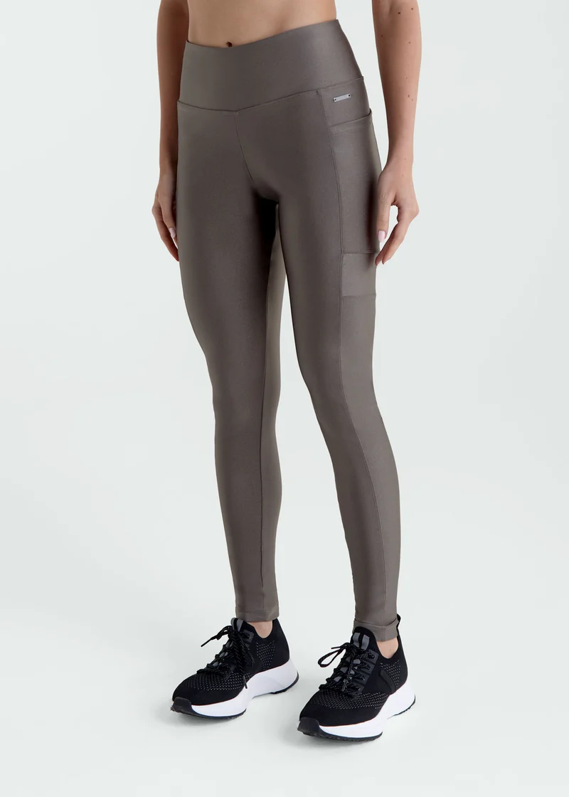 Calça Legging Mulher Bolsos Brilho
