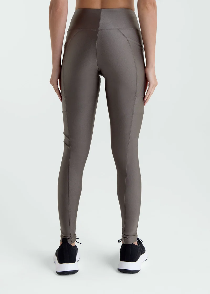 Calça Legging Mulher Bolsos Brilho