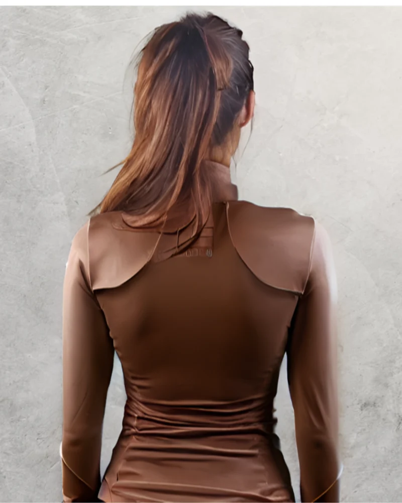LUXEIT DIAMOND™ GANACHE BROWN SLIM-FIT HIGH NECK TRAINING JACKET