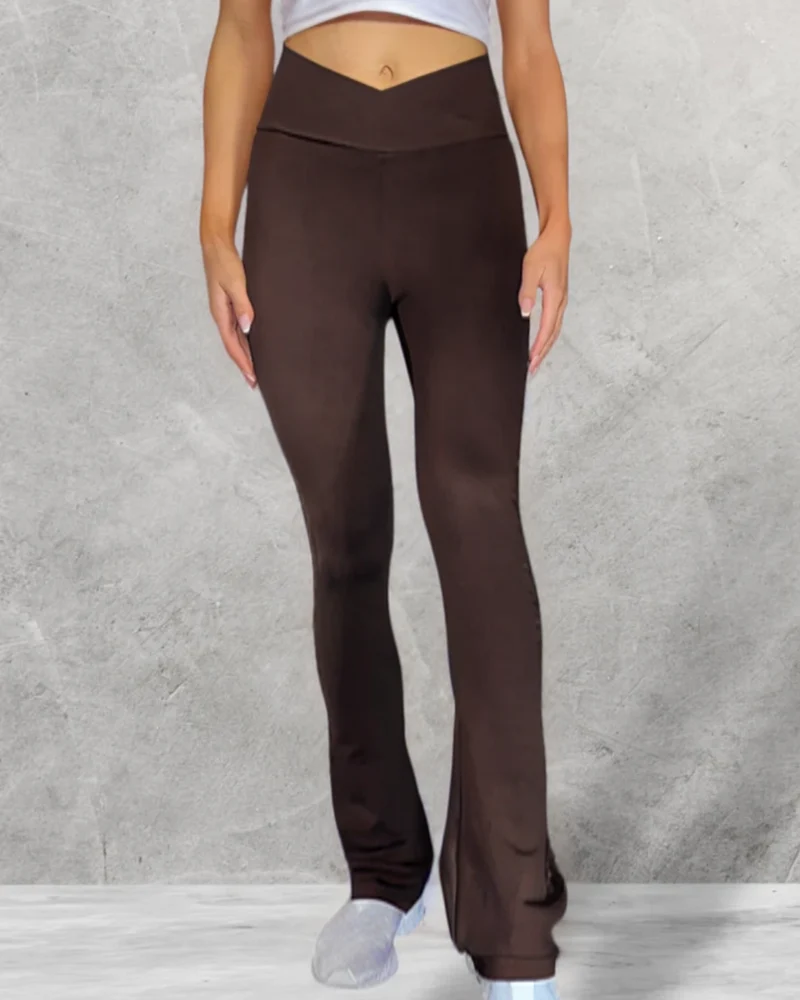 LUXEIT DIAMOND™ GANACHE BROWN BOOTCUT HIGH-WAISTED LEGGINGS