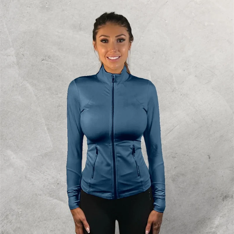 LUXEIT DIAMOND™ Navy Blue Slim-Fit High Neck Training Jacket