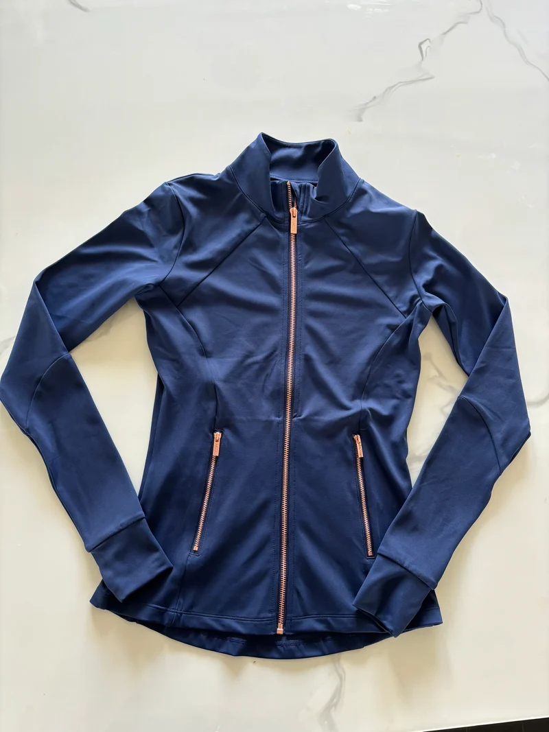 LUXEIT DIAMOND™ Navy Blue Slim-Fit High Neck Training Jacket