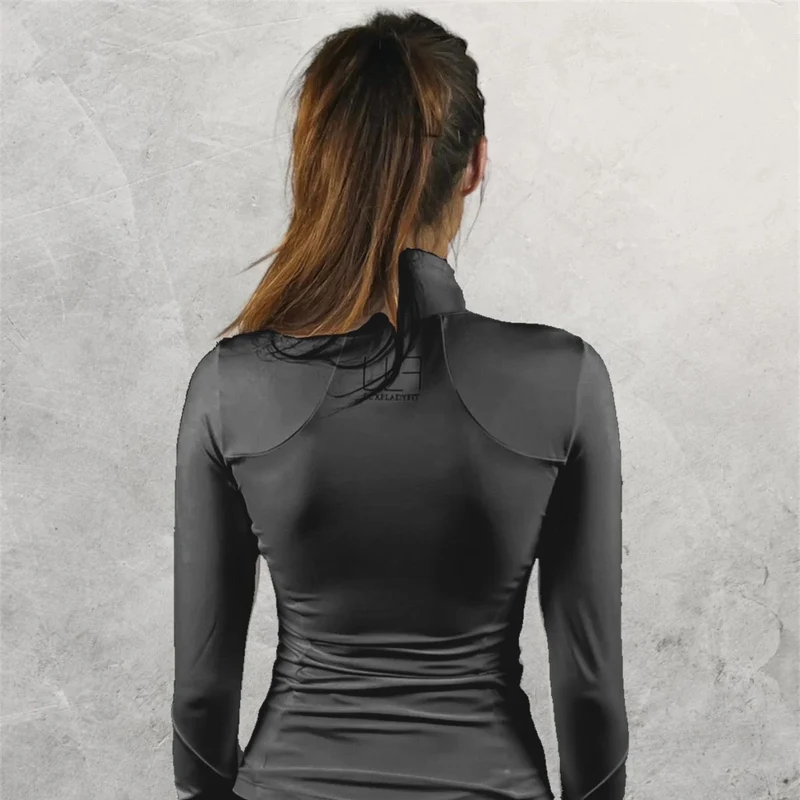 LUXEIT DIAMOND™ Prata Silver Slim-Fit High Neck Training Jacket