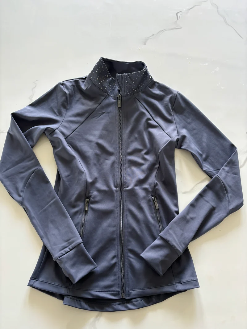 LUXEIT DIAMOND™ Prata Silver Slim-Fit High Neck Training Jacket