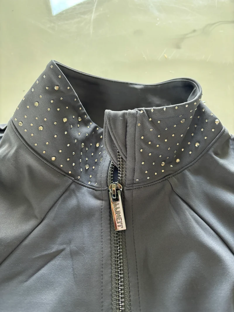 LUXEIT DIAMOND™ Prata Silver Slim-Fit High Neck Training Jacket