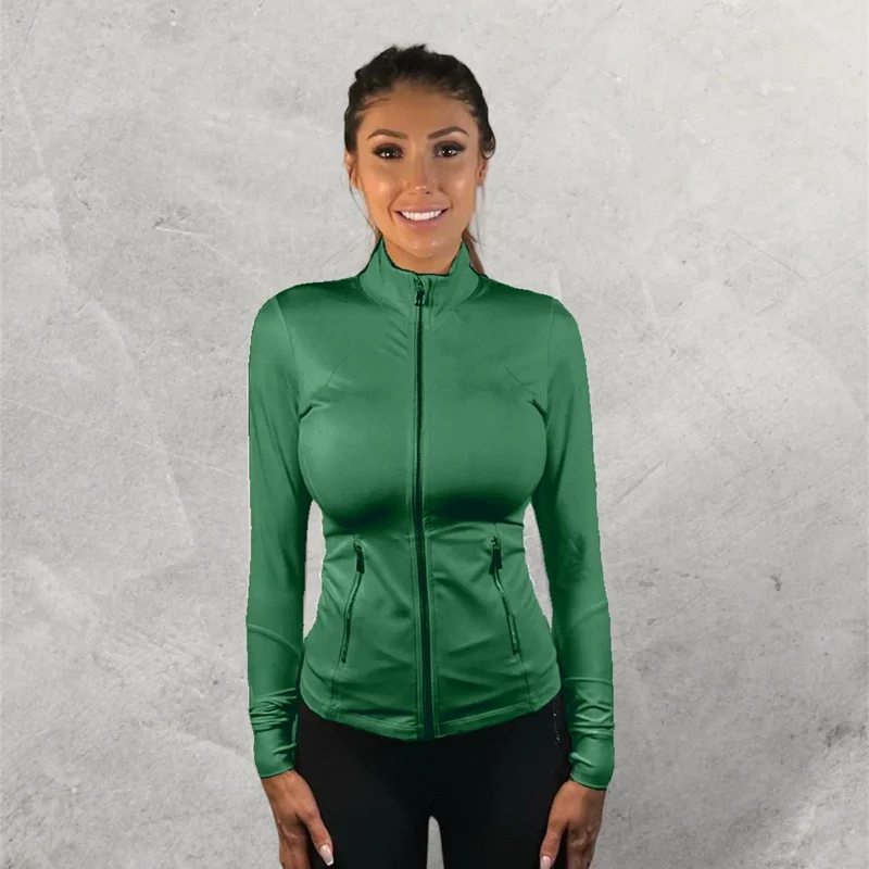 LUXEIT DIAMOND™ Emerald Green Slim-Fit High Neck Training Jacket