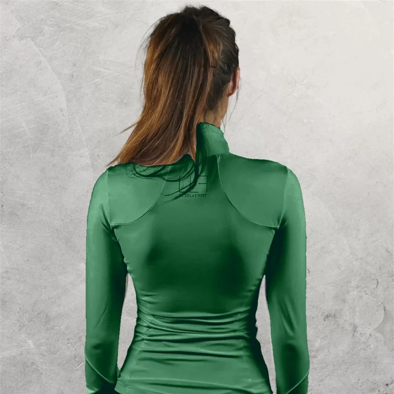 LUXEIT DIAMOND™ Emerald Green Slim-Fit High Neck Training Jacket