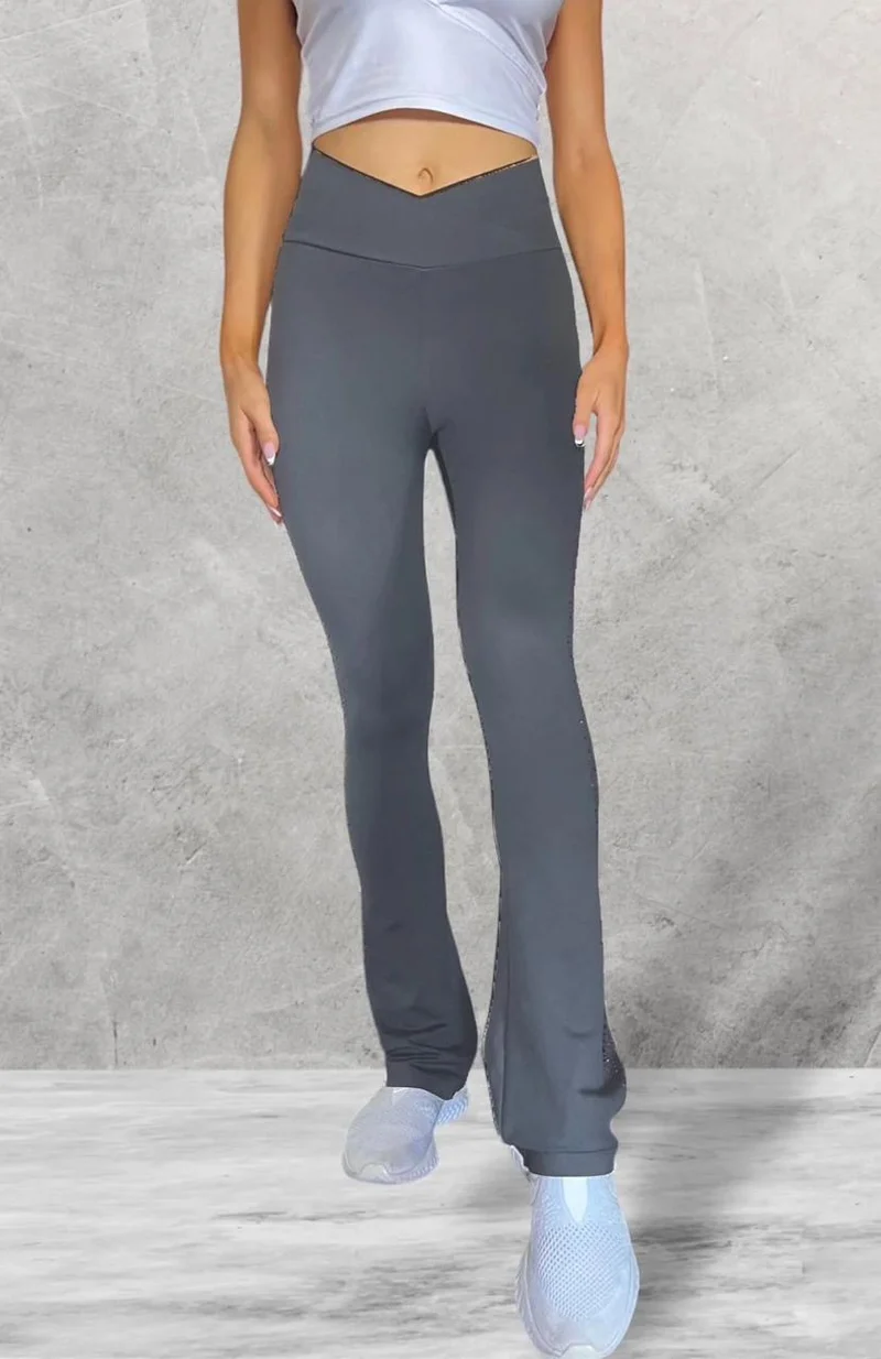 LUXEIT DIAMOND™ Prata Silver BootCut High-Waisted Leggings