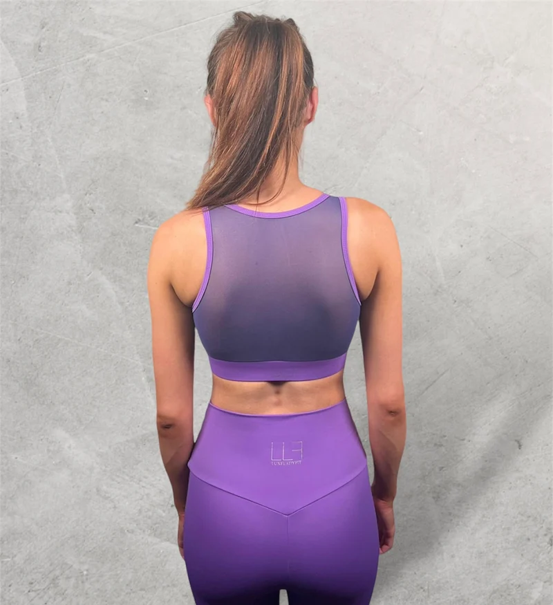 LUXEIT DIAMOND™ Viola Purple Mesh Sports Bra, High Support