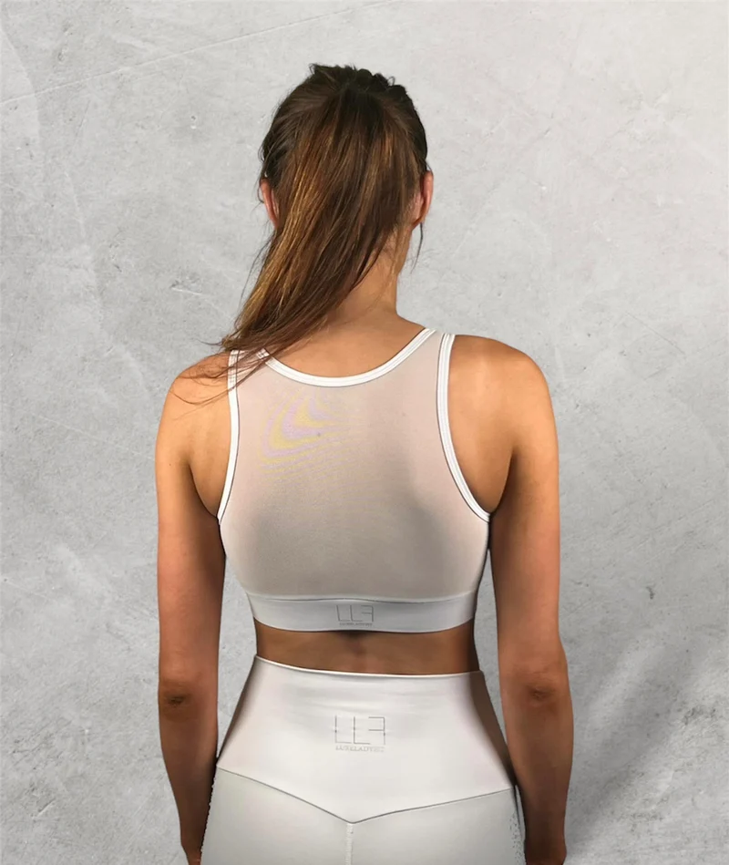 LUXEIT DIAMOND™ White Mesh Sports Bra, High Support