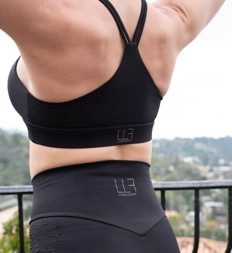 LUXEIT DIAMOND™ Noir Black Heart Multi-Way Sports Bra, High Support